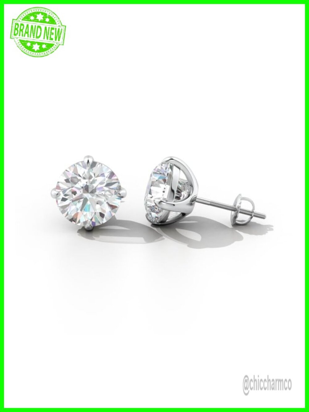 0.5 Ct Lab Diamond Stud Earrings 14K Solid Gold 4.1mm 4-Prong Push Back